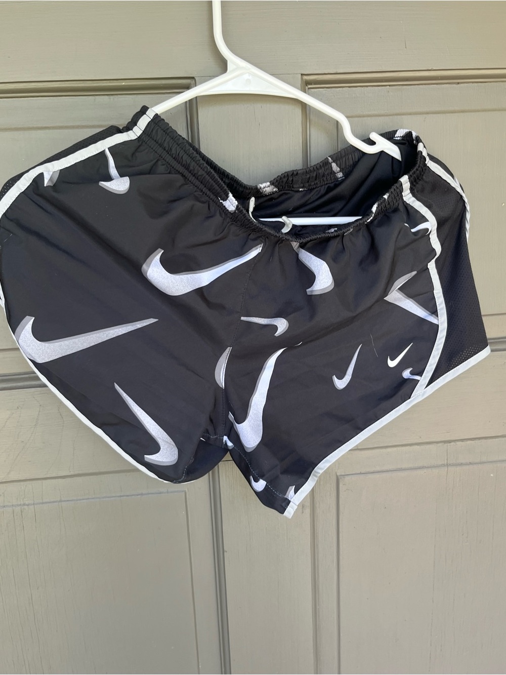 Nike Black Shorts with White Swoosh Print